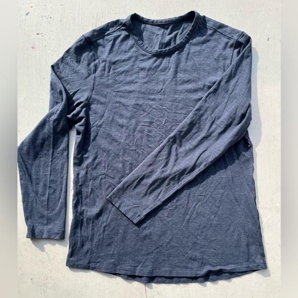 Men's Lululemon T-Shirt Gray Blue Solid NO TAGS Long Sleeve Gym Run Gorpcore - Picture 6 of 13